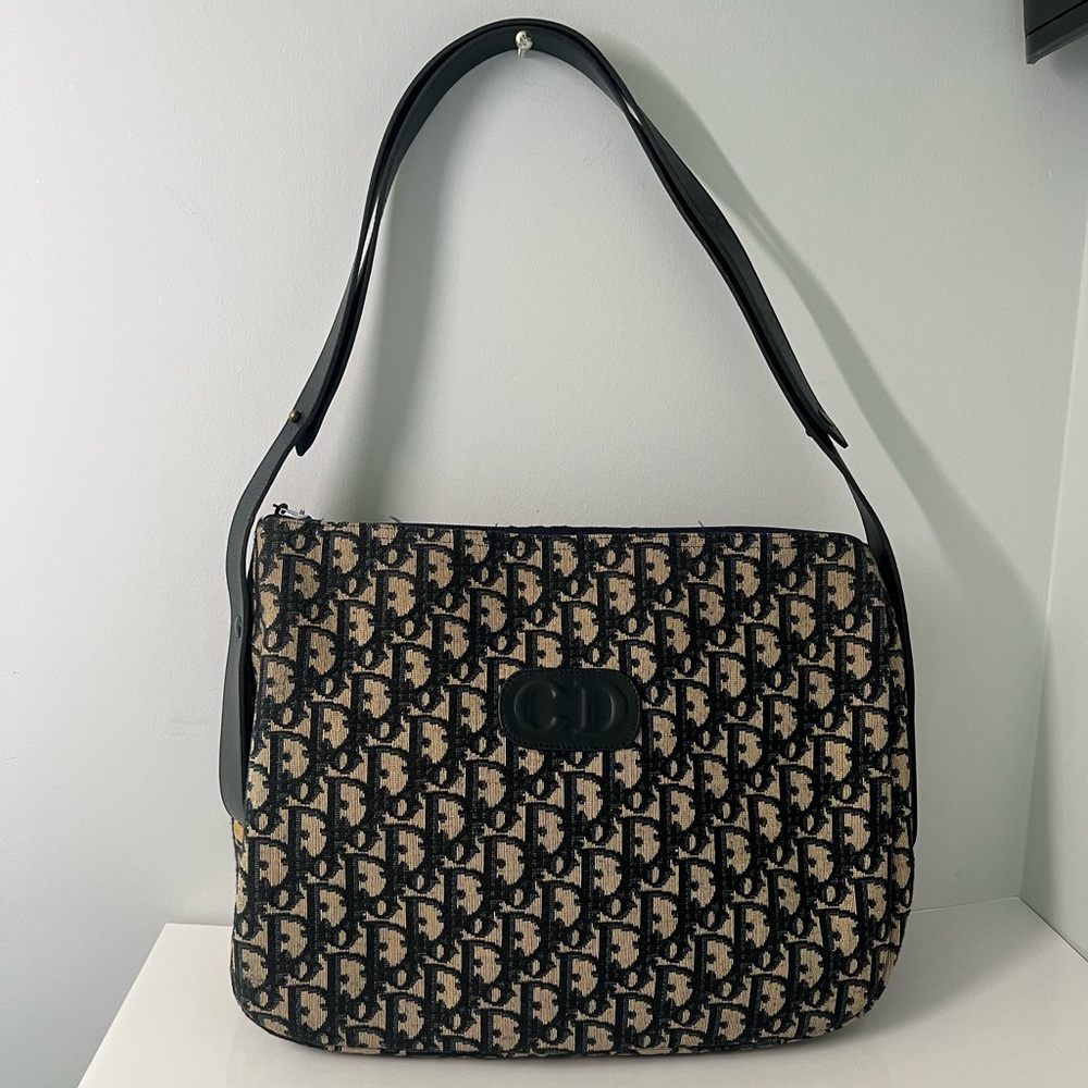 Vintage Christian Dior Trotter Canvas Shoulder Bag